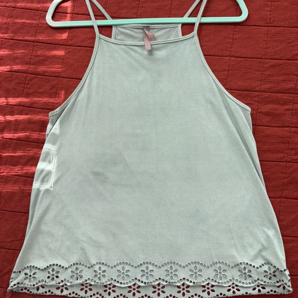 Light Green Cut Out Crop Camisole suede